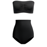 Munns & Mars Bundle of Seamless Non-Padded Tube Bra-Black And Tummy Tucker Panty-Black